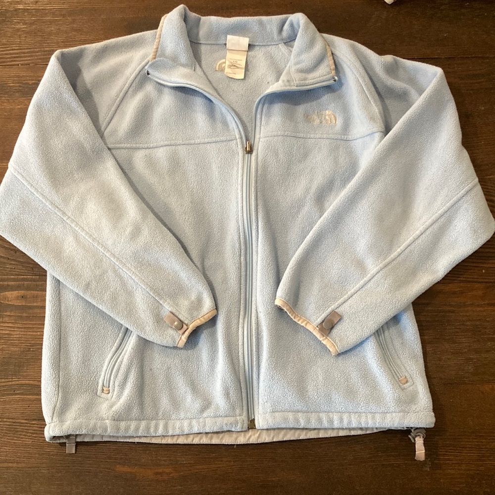 Powder blue The North Face zip up fleece jacket